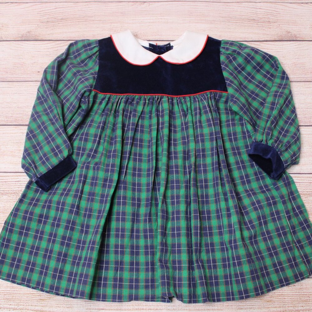 Alexis Navy Blue Green Plaid Dress